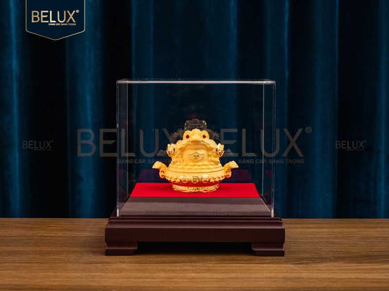 Tượng thiềm thừ vàng cát 10x8x8cm